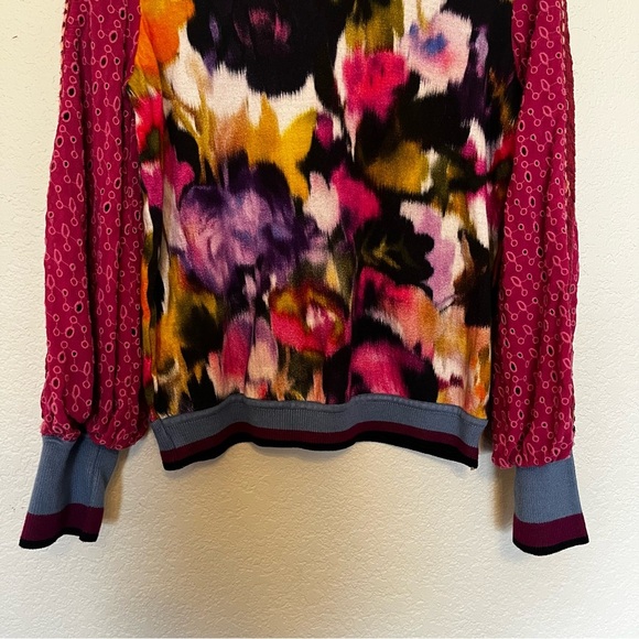 Bl^nk London Anthropologie Colorful Women's Eyelet Loose Sleeve Top Size Small - Picture 7 of 16